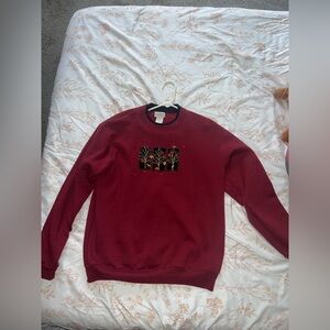 Top Stitch Red Sweatshirt